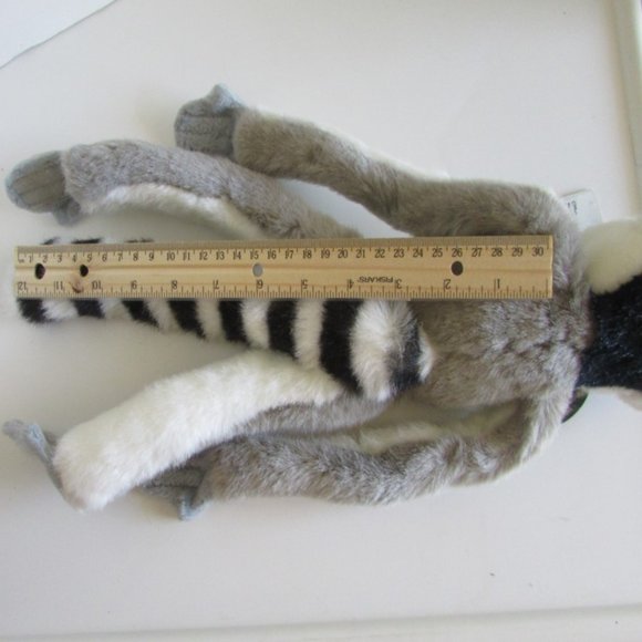 RING TAILED LEMUR w Book HOOK LOOP PAWS no wire SOFT 17" PLUSH Stuffed Animal - Picture 8 of 14